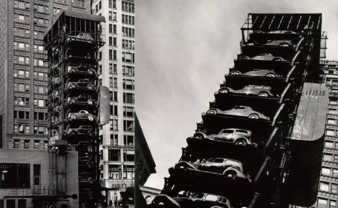 现在所知的最早的立体车库建于1918年，位于美国伊利诺斯州芝加哥市华盛顿西大街215号的一家宾馆(Hotel La Salle)的停车库，设计师是Holabird 和 Roche，该车库于2005年被推到，在该原址上，后来由Jupiter Realty Corp.兴建了一座49层的公寓大楼。